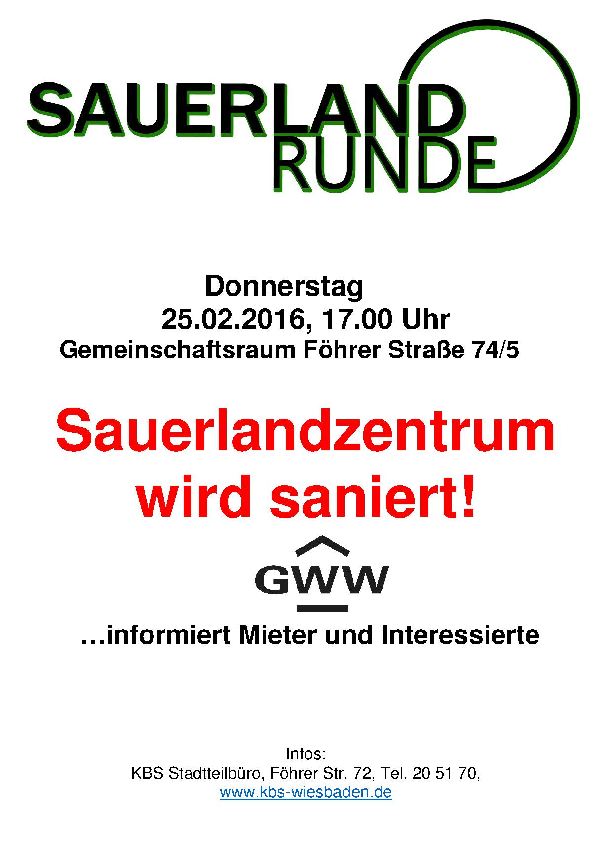 160225 Aushang SauerlandRunde Sanierung Sauerlandzentrum